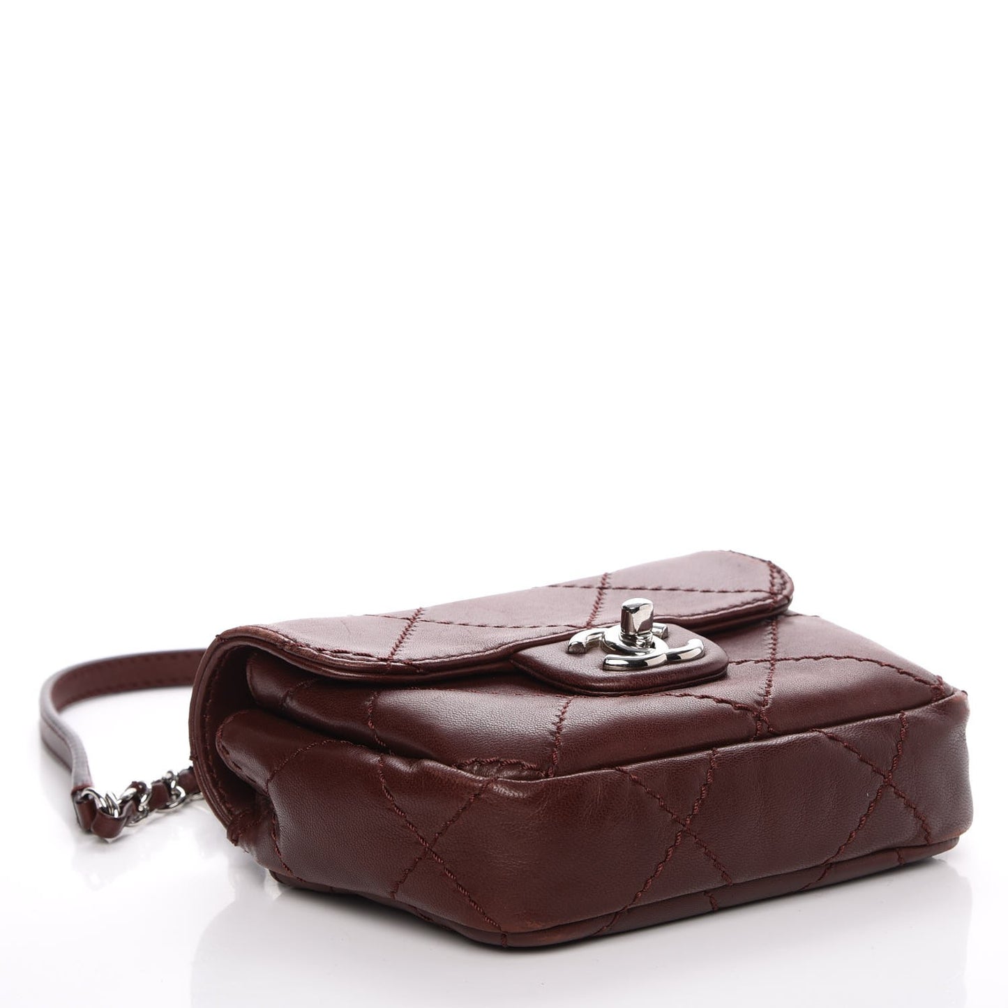 Lambskin Double Stitch Mini Flap Bordeaux
