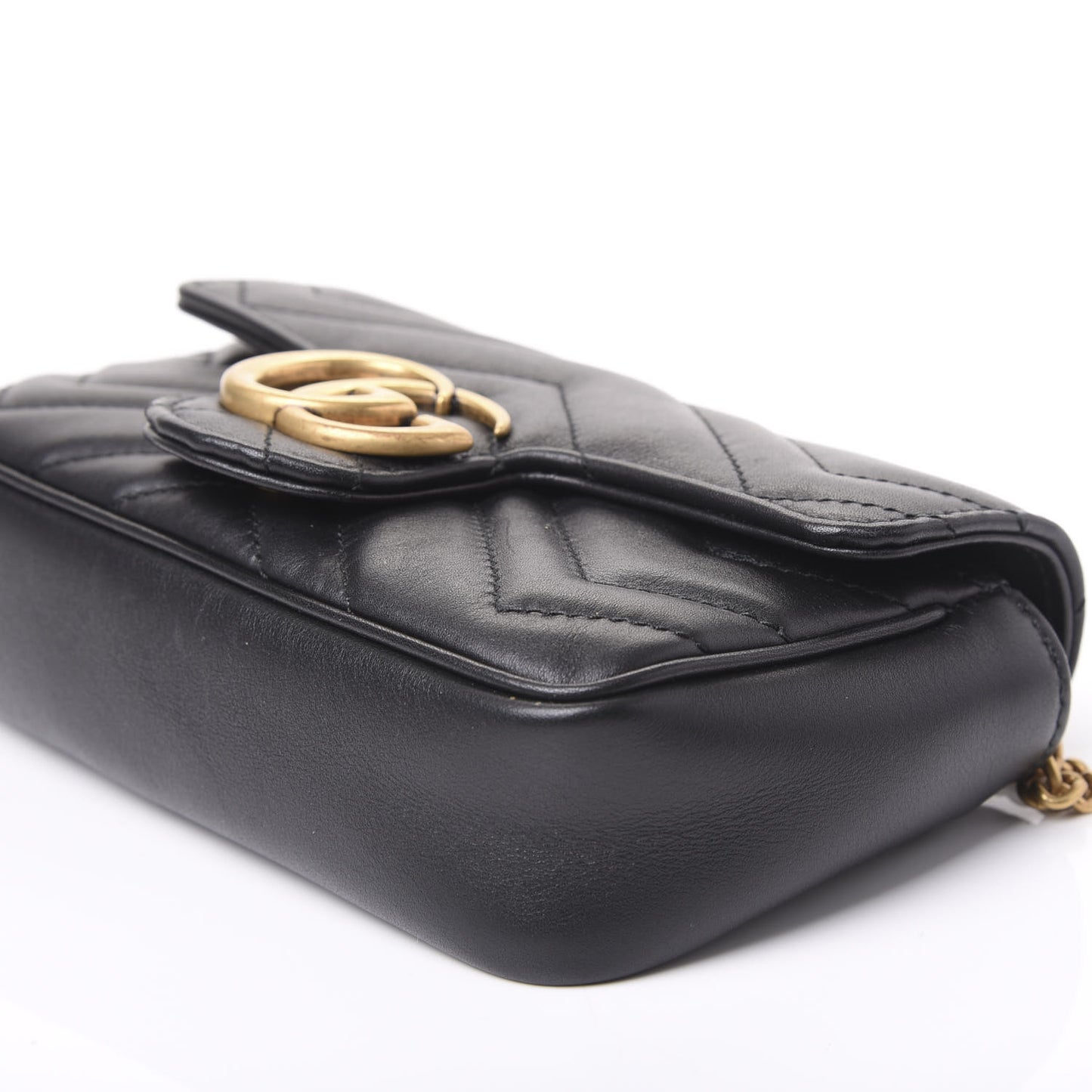 Calfskin Matelasse Super Mini GG Marmont Shoulder Bag Black