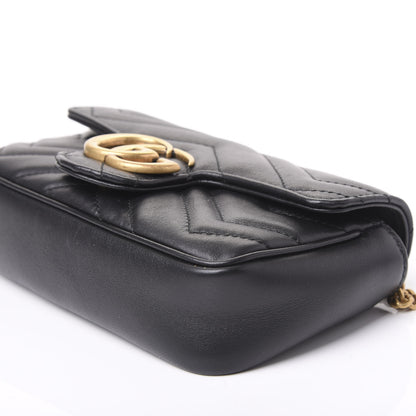 Gucci Calfskin Matelasse Super Mini GG Marmont Shoulder Bag Black 5 of 10