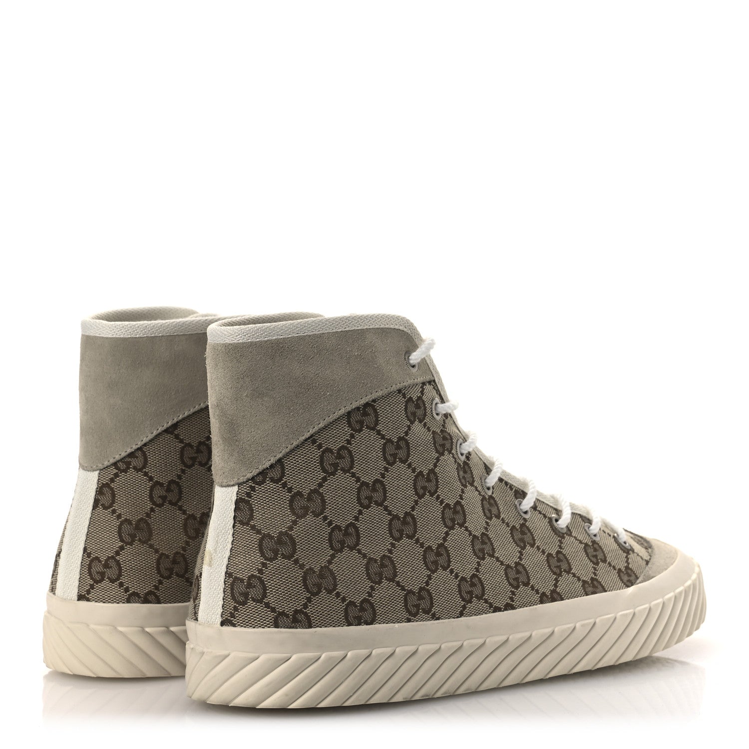 Gucci Monogram Suede Mens Tortuga High Top Sneakers 11 Beige Ebony Oatmeal Mystic White 5 of 12