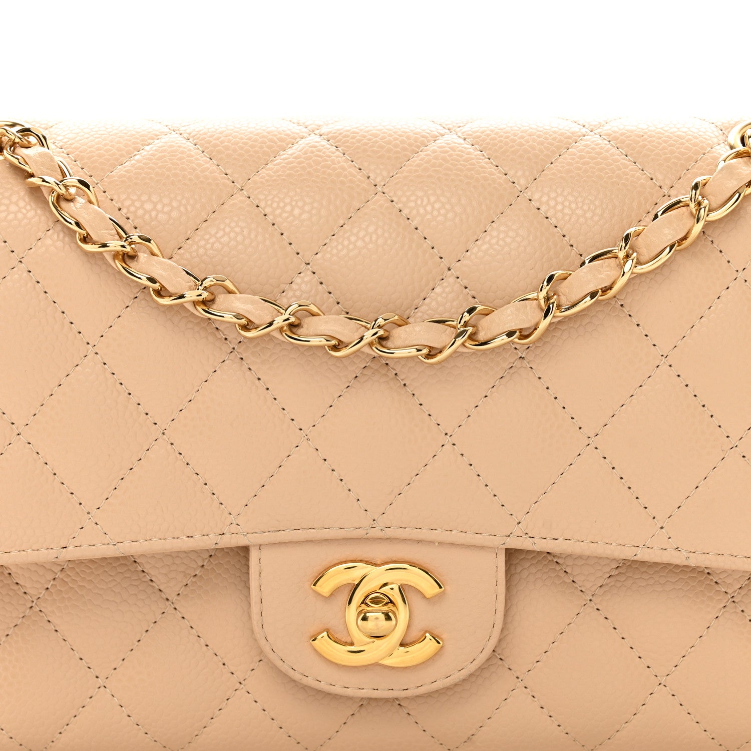 Chanel Caviar Quilted Medium Double Flap Beige 5 of 12