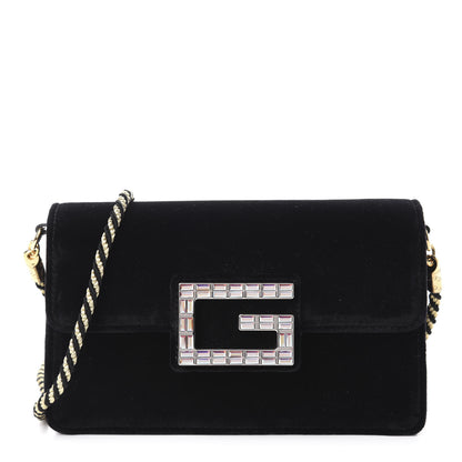 Gucci Velvet Crystal Square G Shoulder Bag Black 1 of 11
