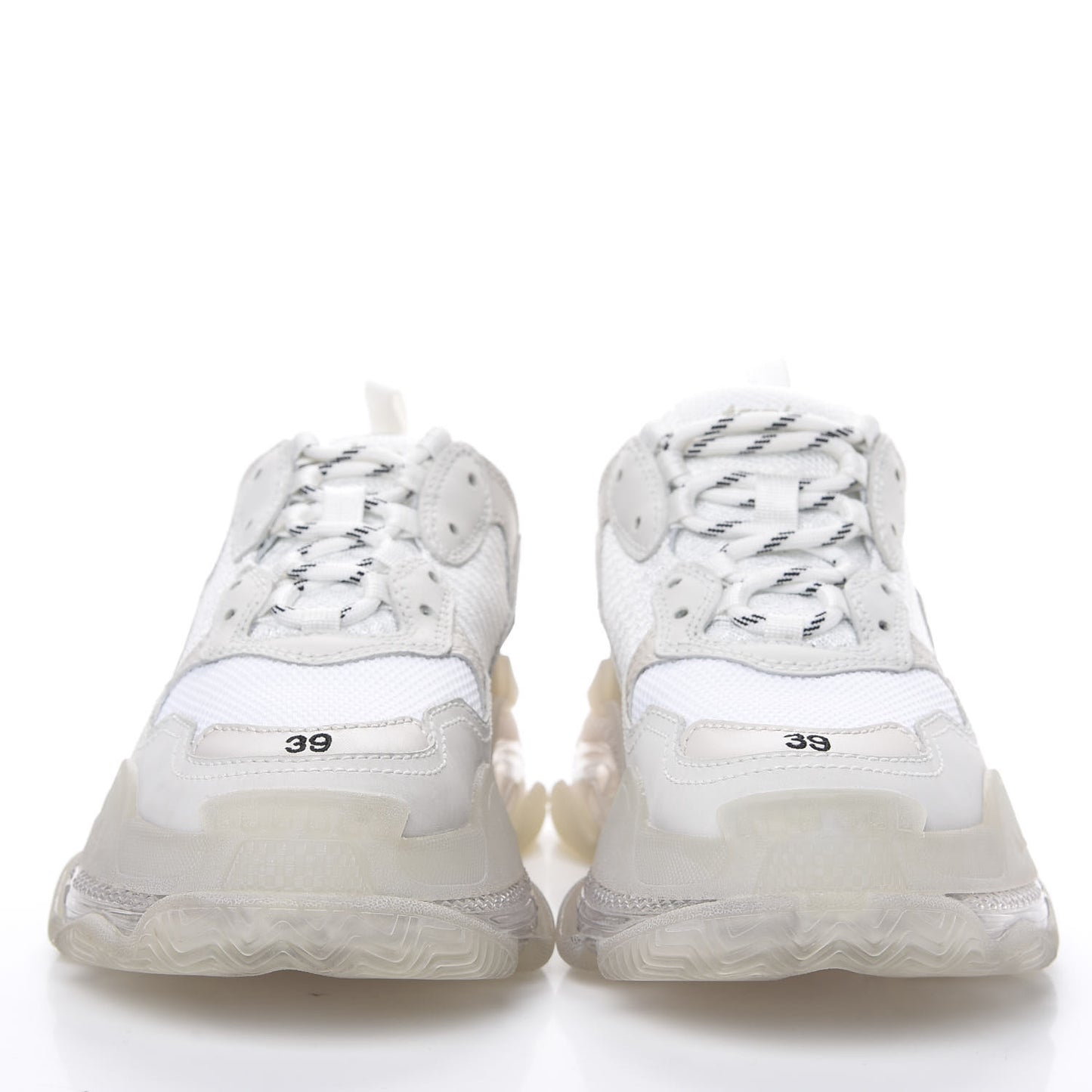 Fabric Mesh Clear Sole Womens Triple S Sneakers 39 White