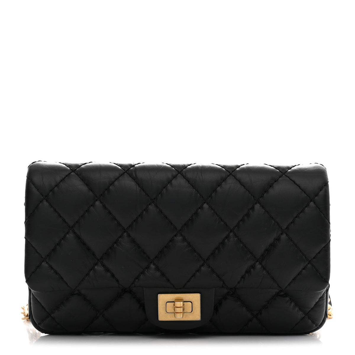 Chanel Aged Calfskin Quilted 2.55 Reissue Flap Belt Bag Clutch Black 1 of 11