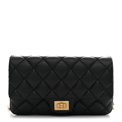 Chanel Aged Calfskin Quilted 2.55 Reissue Flap Belt Bag Clutch Black 1 of 11