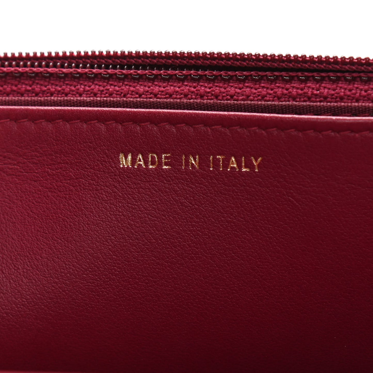 Goatskin Stitched Golden CC Wallet on Chain WOC Dark Red