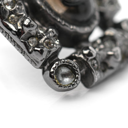 Chanel Ruthenium Pearl Crystal Enamel CC Square Earrings Silver 6 of 8