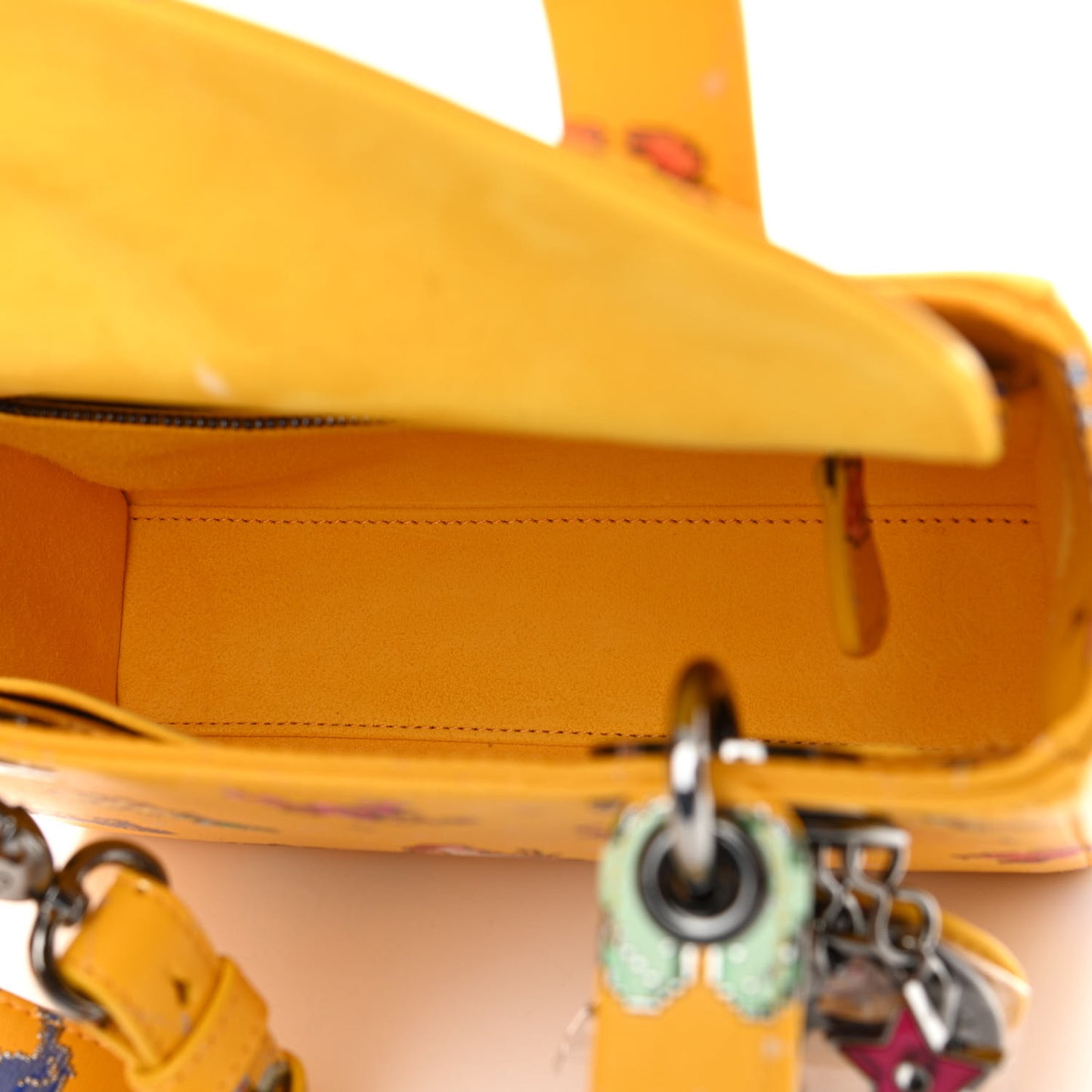 Calfskin Pixel Zodiac Small Lady Dior Yellow Multicolor