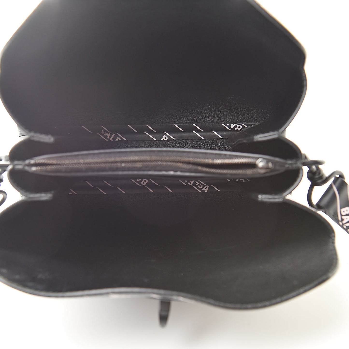Calfskin Diagonal Allover Logo Print S Flap Bag Black White