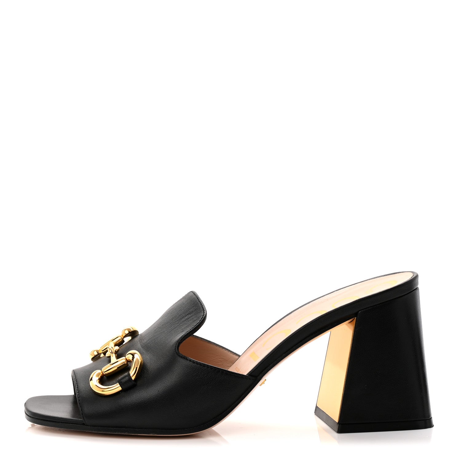Gucci Nappa Horsebit 75mm Slide Sandals 39.5 Black 1 of 12