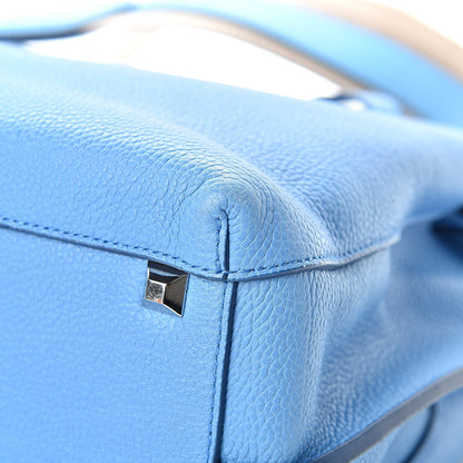 MCM Grained Calfskin Medium Milla Tote Tile Blue 12 of 15