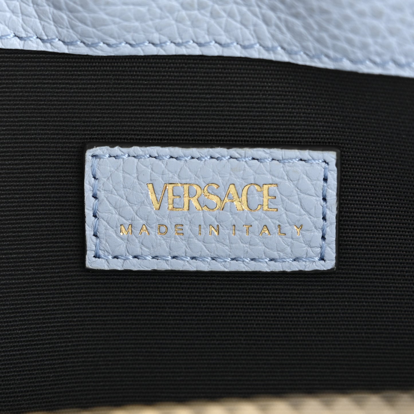 Grained Calfskin Virtus Zip Around Wallet Light Blue