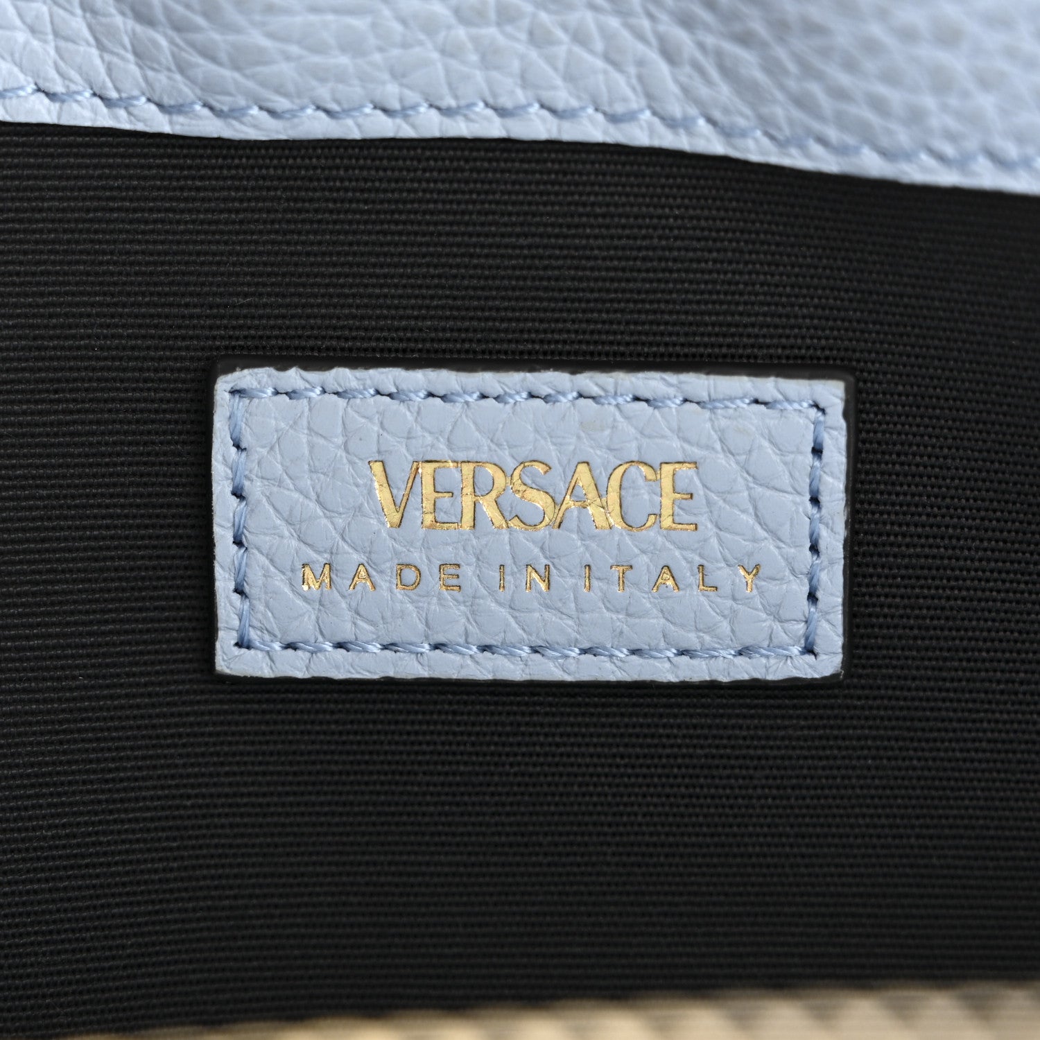 Versace Grained Calfskin Virtus Zip Around Wallet Light Blue 6 of 11