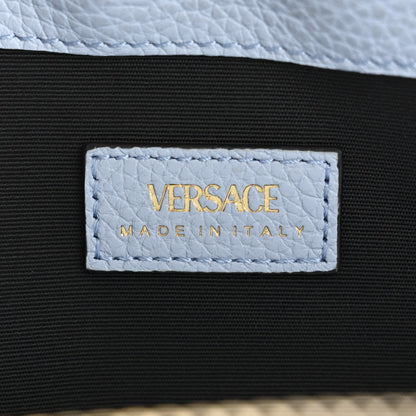 Versace Grained Calfskin Virtus Zip Around Wallet Light Blue 6 of 11