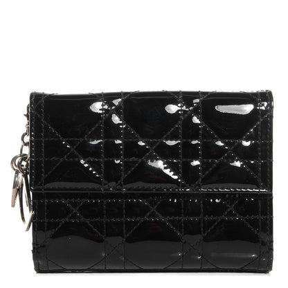 Christian Dior Patent Cannage Lady Dior French Wallet Black 1 of 8