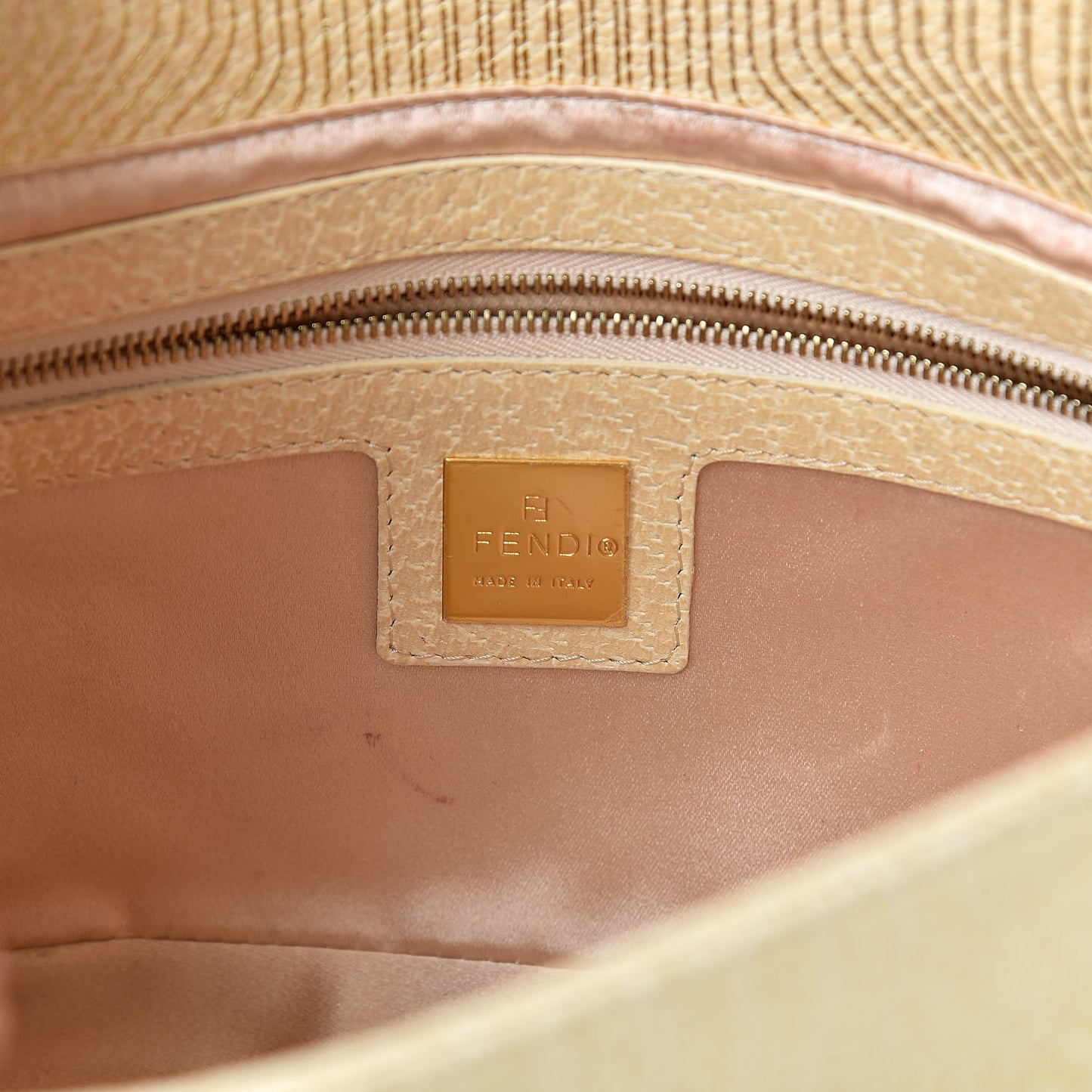 Metallic Calfskin Printed Baguette Gold
