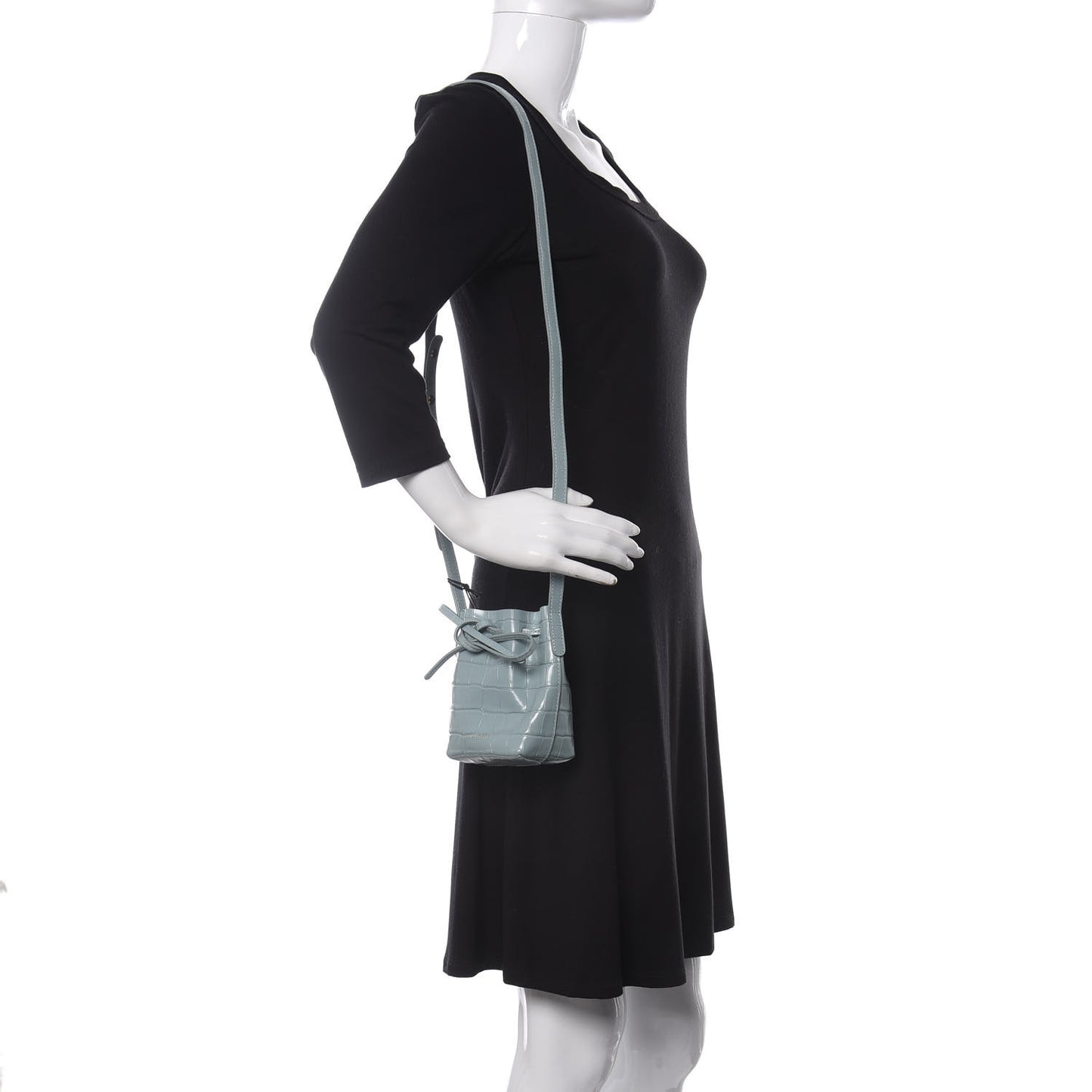 Croc Embossed Calfskin Baby Bucket Bag Light Blue