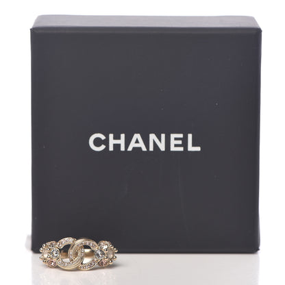 Chanel Crystal Poured Glass CC Ring 5 Gold 6 of 6