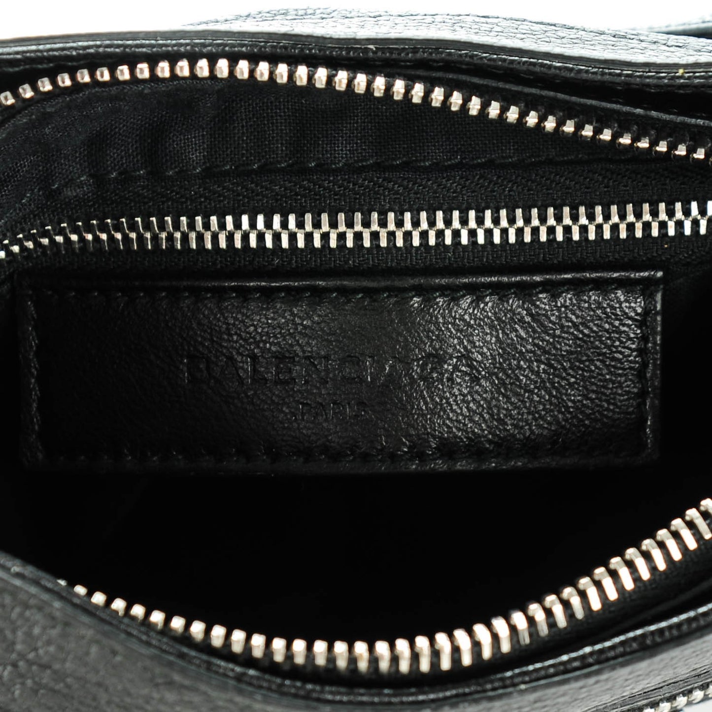 Chevre Silver Metallic Edge Hardware Hip Black