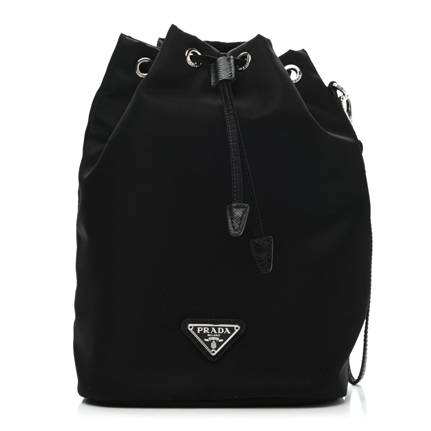 Prada Saffiano Tessuto Nylon Vela Bucket Wristlet Black 1 of 8
