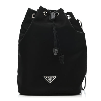 Prada Saffiano Tessuto Nylon Vela Bucket Wristlet Black 1 of 8