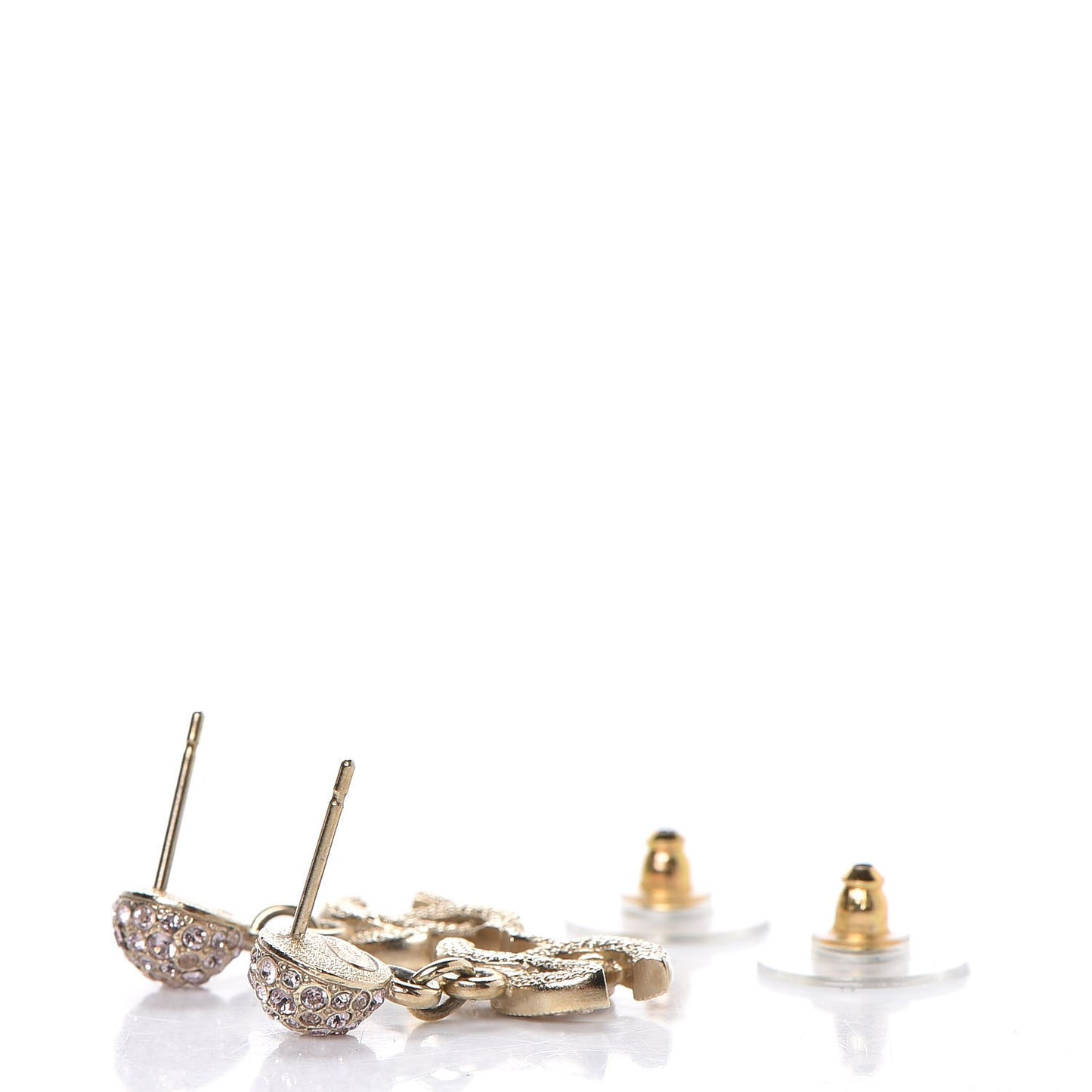 Crystal CC Drop Cluster Earrings Gold Pink