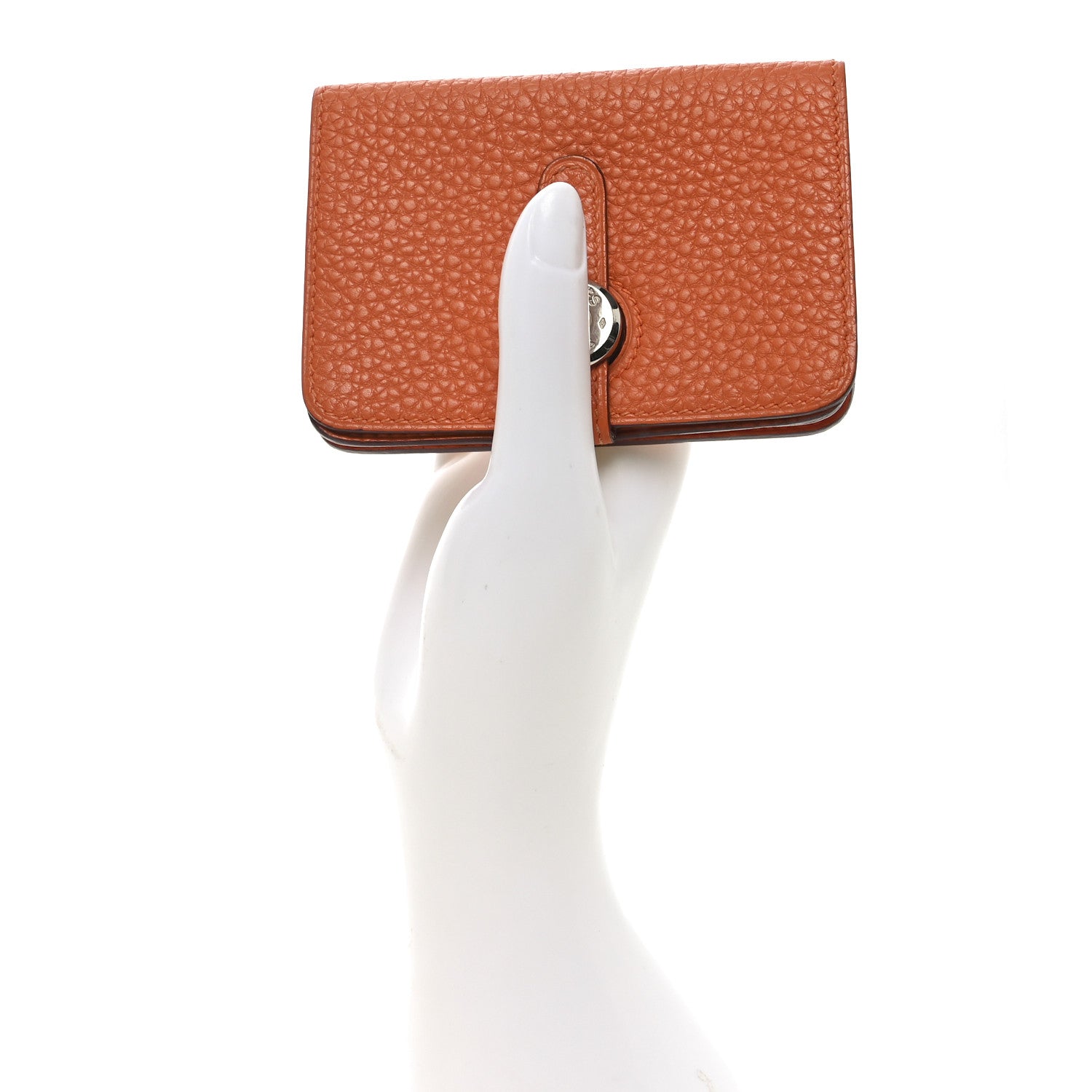 Hermes Togo Dogon Card Case Key Holder Orange 2 of 7