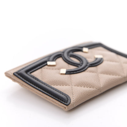 Chanel Caviar Quilted Filigree Card Holder Beige Black 8 of 11