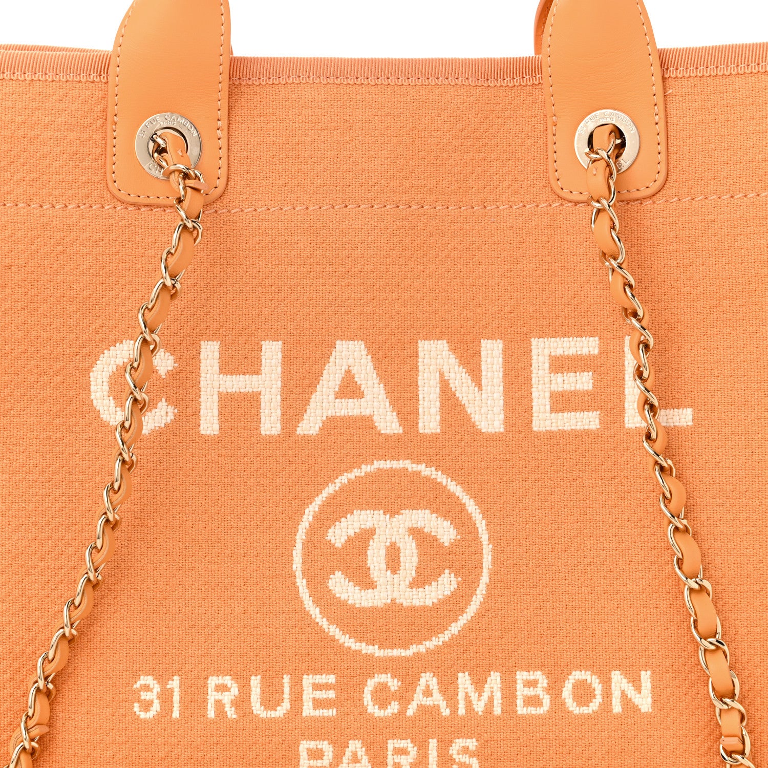 Chanel Canvas Small Deauville Tote Light Orange 9 of 12