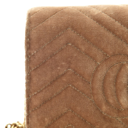 Gucci Velvet Matelasse GG Marmont Chain Wallet Taupe 13 of 14