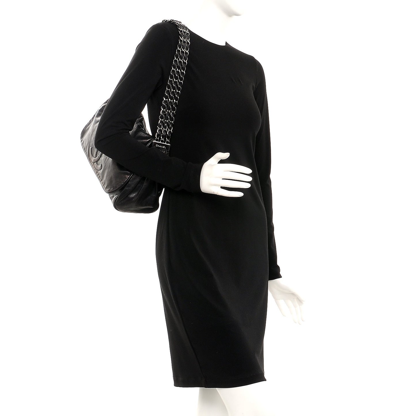 Calfskin XL Rock and Chain Flap Black