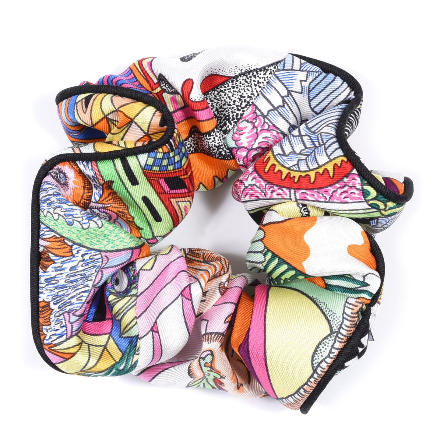 Silk Chouchou Imprimee Claudia Scrunchie Multicolore Black