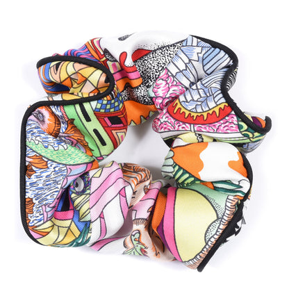 Hermes Silk Chouchou Imprimee Claudia Scrunchie Multicolore Black 1 of 3