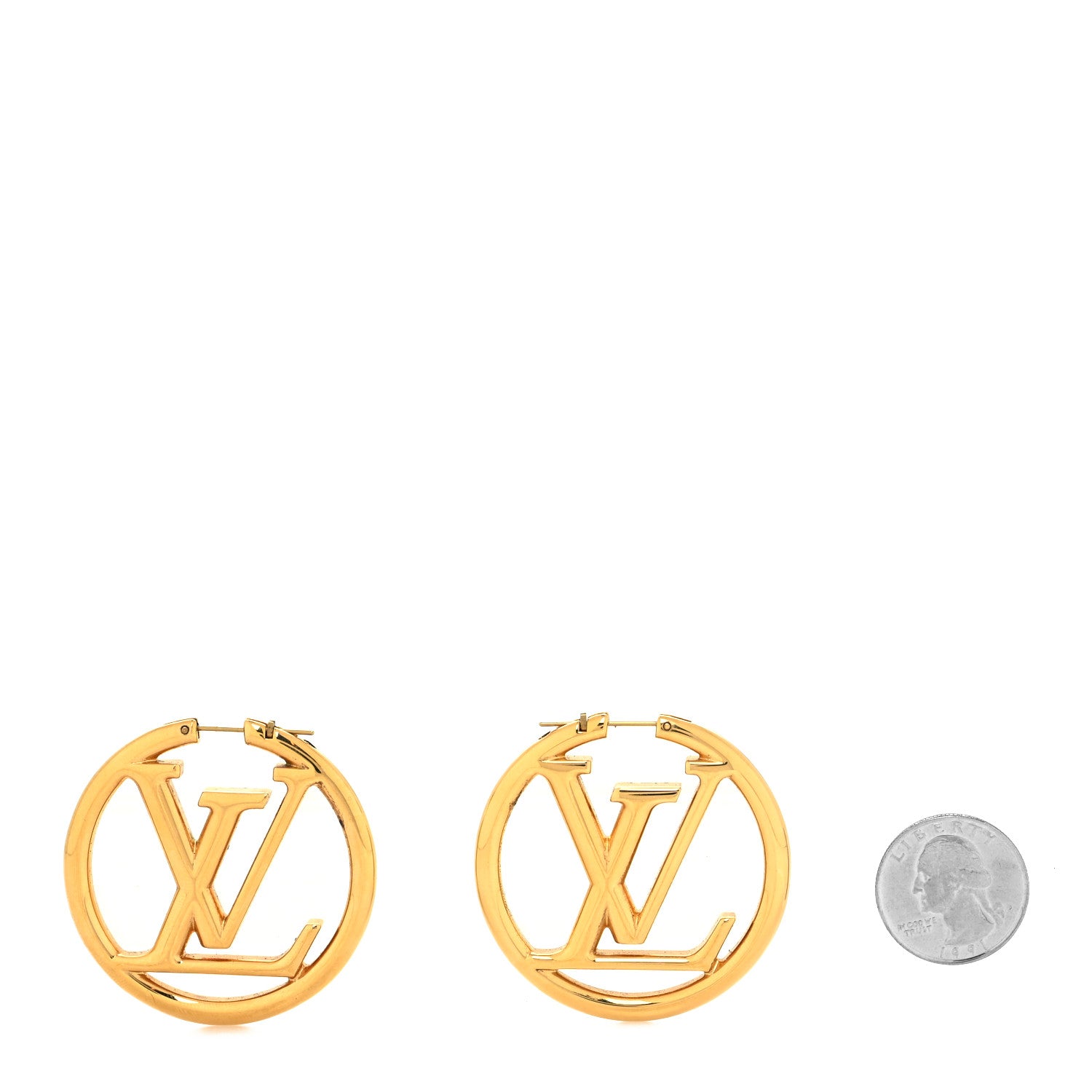 Louis Vuitton Metal Louise Hoop Earrings Gold 2 of 4