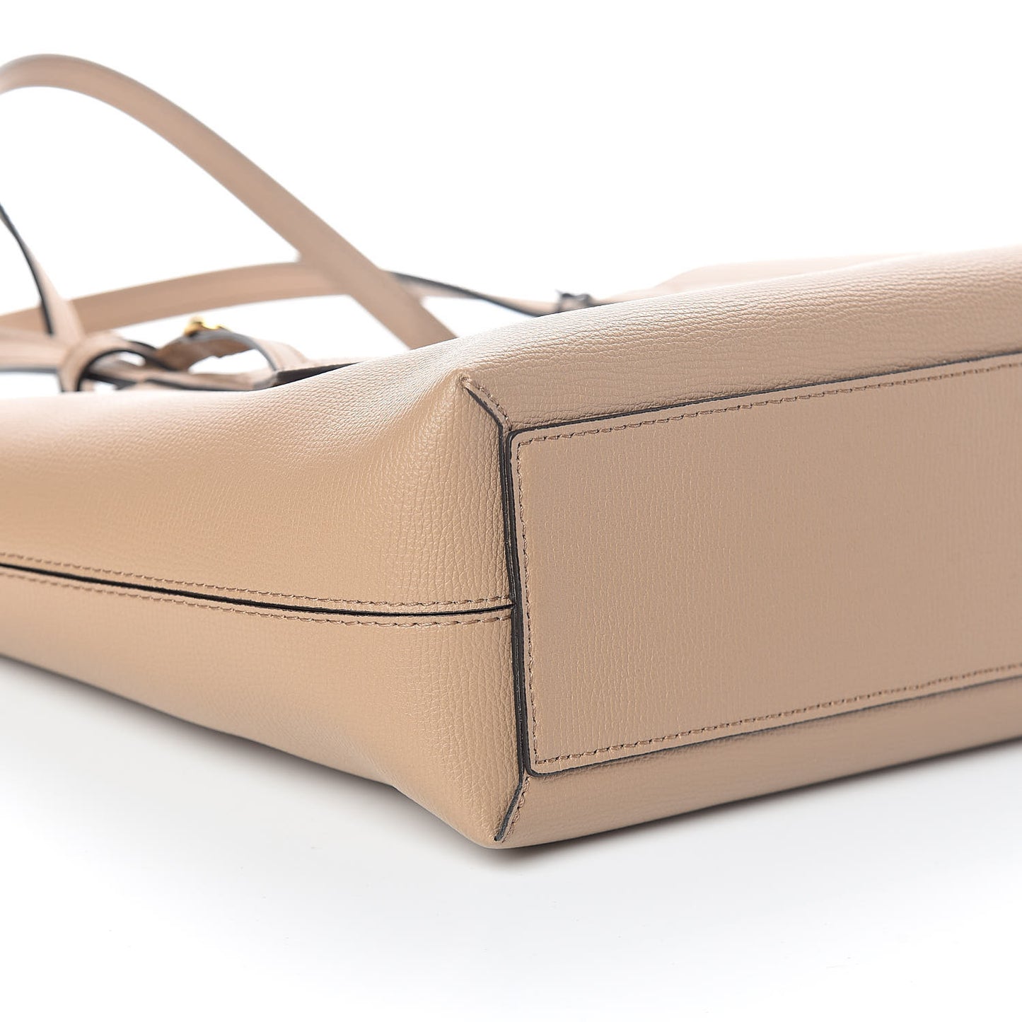 Grainy Calfskin Haymarket Check Medium Reversible Tote Camel