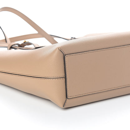 Burberry Grainy Calfskin Haymarket Check Medium Reversible Tote Camel 13 of 16