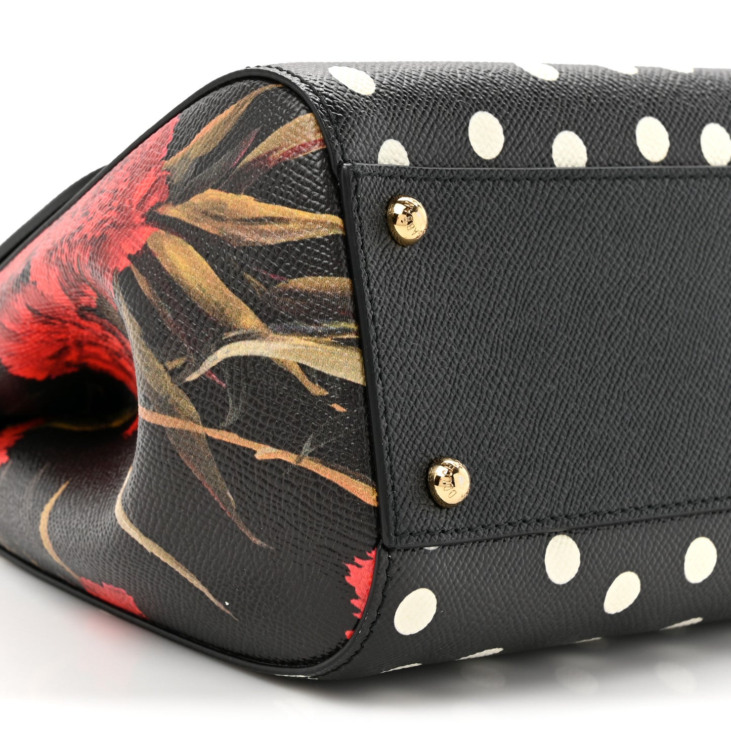 Dauphine Polka Dot Floral Print Medium Miss Sicily Satchel Black