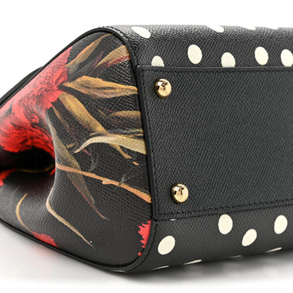 Dolce & Gabbana Dauphine Polka Dot Floral Print Medium Miss Sicily Satchel Black 10 of 10