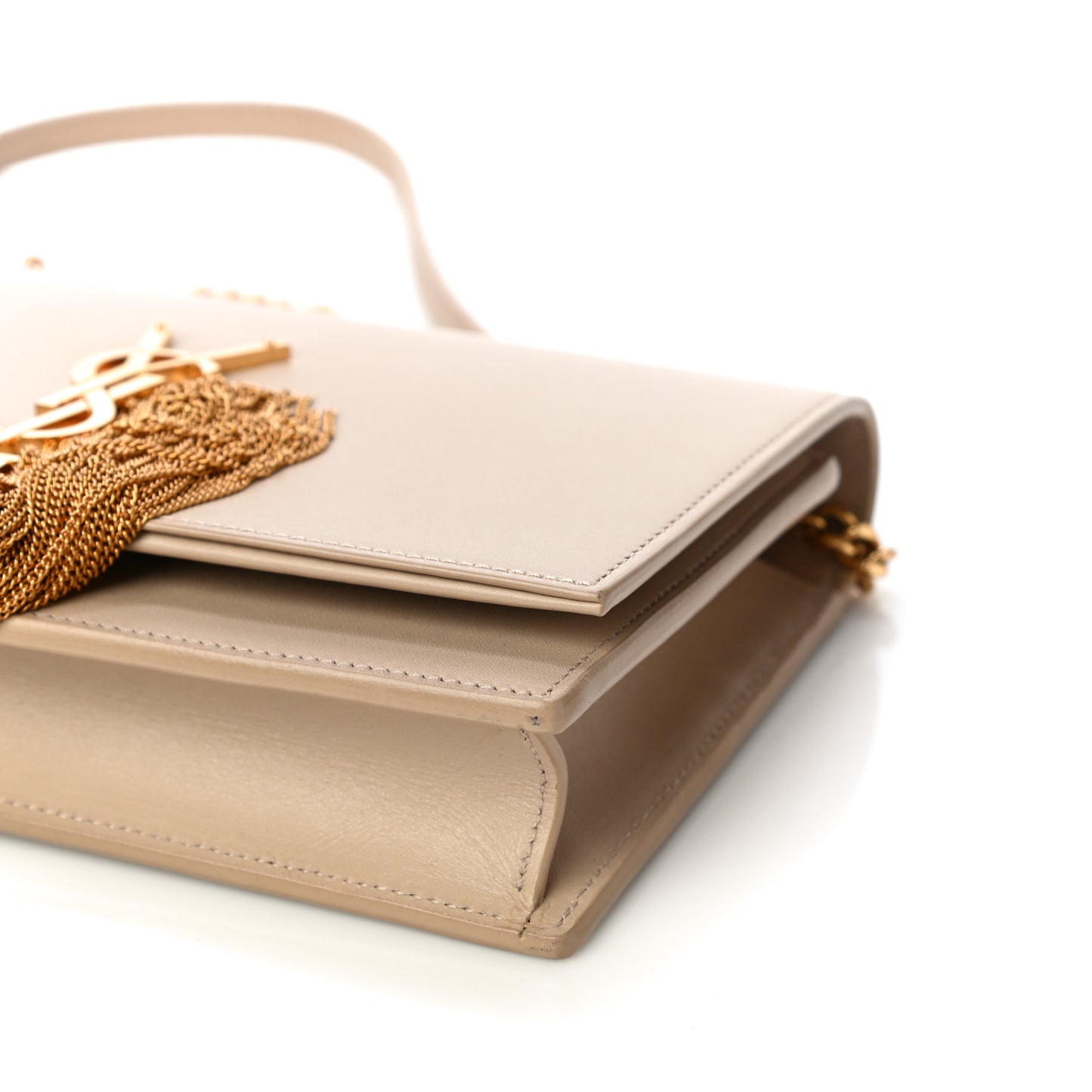 Smooth Calfskin Classic Monogram Kate Tassel Chain Wallet Light Natural