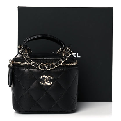 Chanel Lambskin Quilted Top Handle Mini Vanity Case With Chain Black 12 of 12