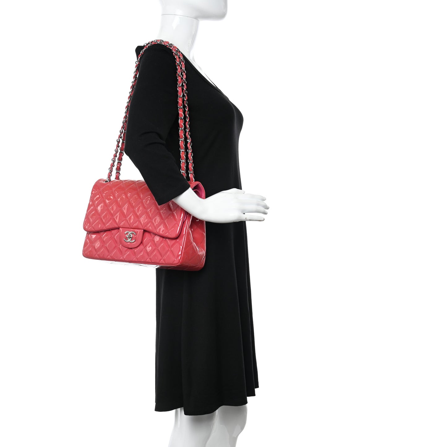 Patent Quilted Jumbo Double Flap Pink