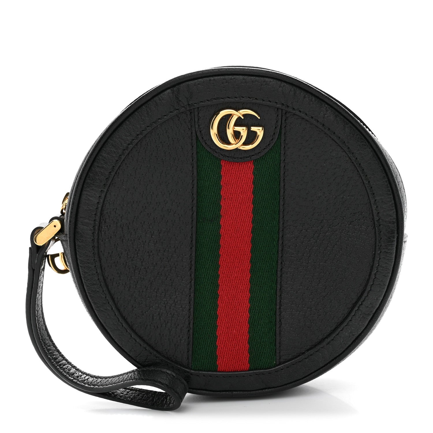 Gucci Textured Calfskin Web Ophidia Round Wrist Wallet  Black 1 of 7