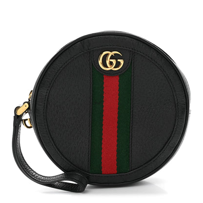 Gucci Textured Calfskin Web Ophidia Round Wrist Wallet  Black 1 of 7