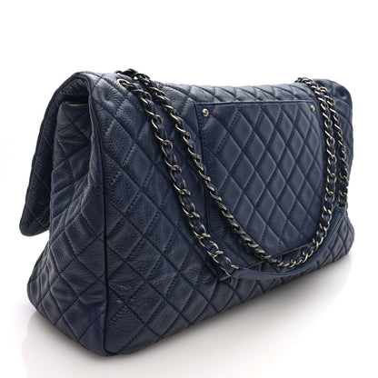 Chanel Calfskin Quilted XXL Travel Flap Bag Navy 3 of 10