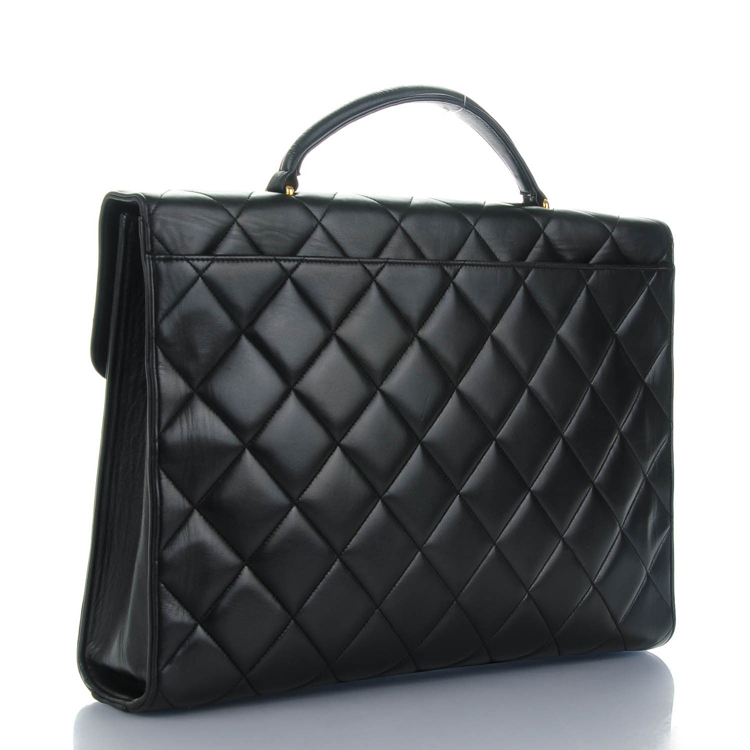 Chanel Lambskin Quilted Briefcase Laptop Bag Black 3 of 8