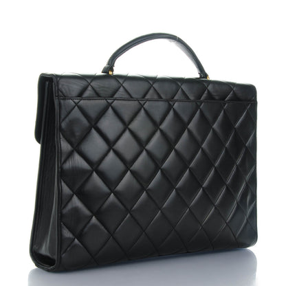 Chanel Lambskin Quilted Briefcase Laptop Bag Black 3 of 8