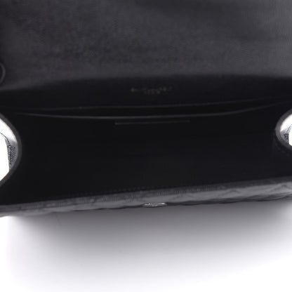 Saint Laurent Grain De Poudre Textured Mixed Matelasse Triquilt Medium Monogram Satchel Black 5 of 9