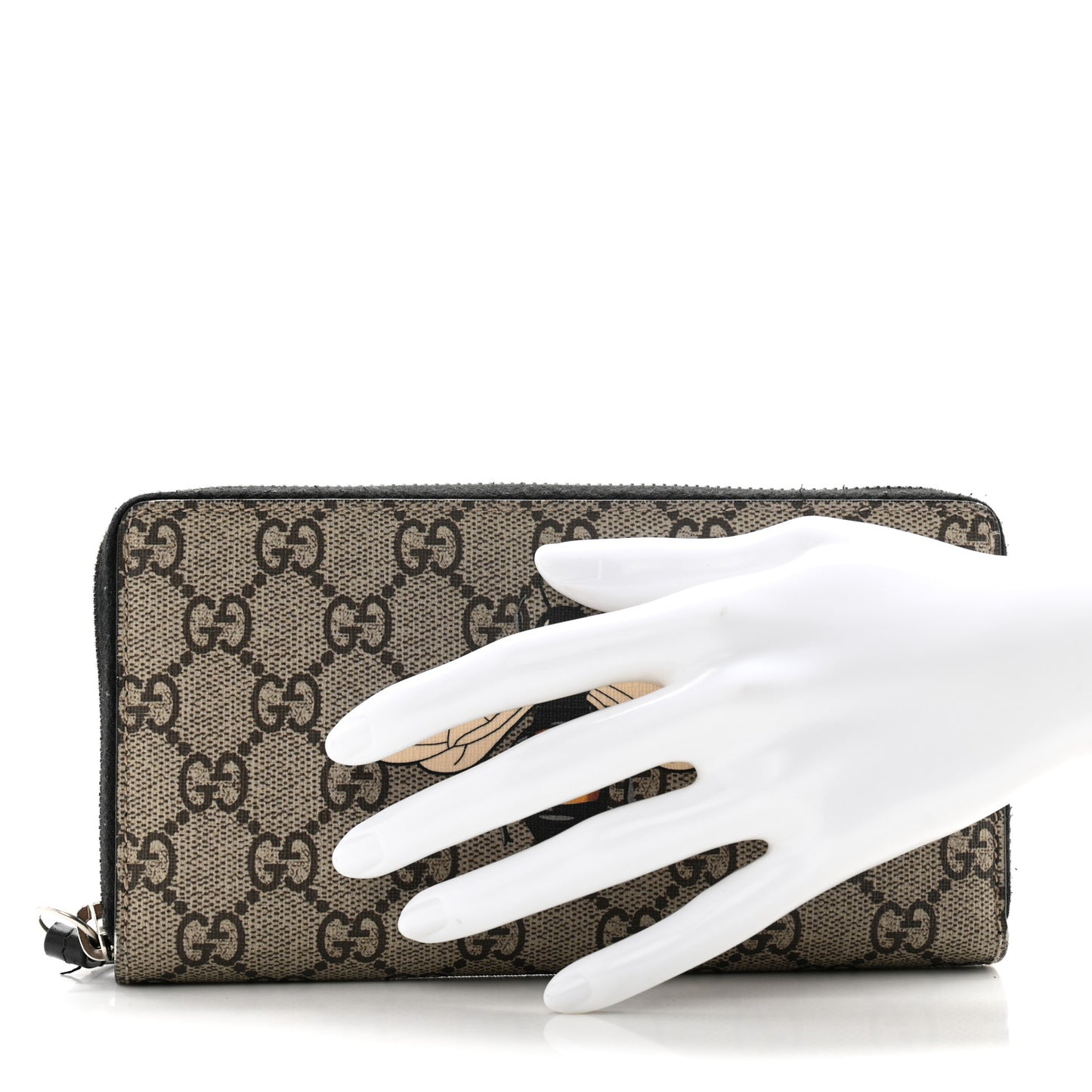 GG Supreme Monogram Bee Zip Around Wallet