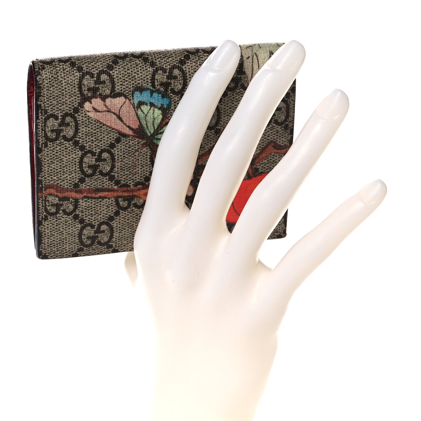 GG Supreme Monogram Tian Card Case Beige Multicolor Red