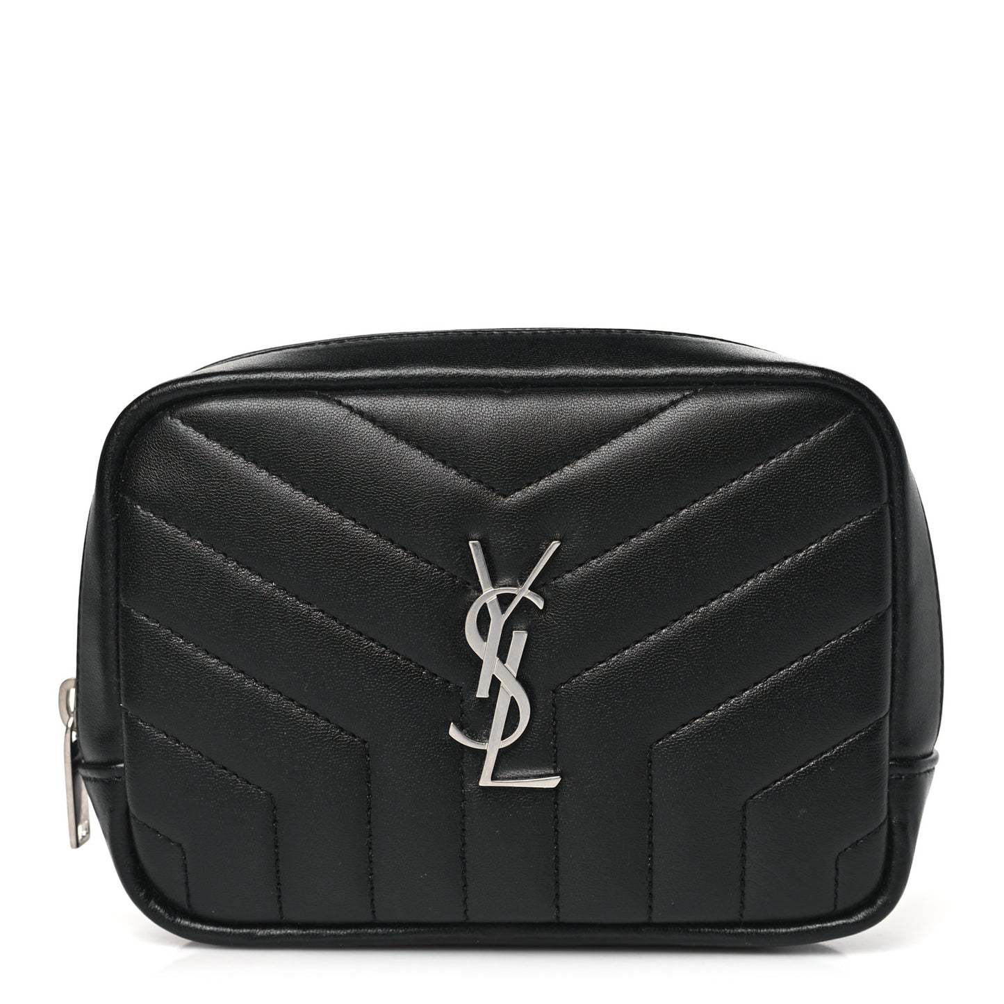 Lambskin Y Quilted Monogram Loulou Cosmetic Case Black